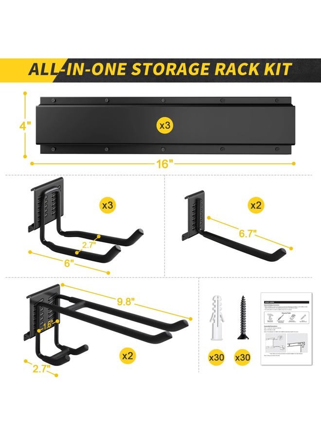 UUP Garage Storage, Garage Organization, Wall Mount Garden Tool Organizer 48 Inches, Max 440lbs Adjustable Metal Hooks, Yard Shed Rack, Tool Holder for Hanging Rake Broom Mop Snowboard, Home Gift - Image 5