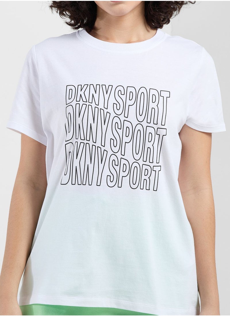 DKNY Sport - Crew Neck Logo T-Shirt - Image 1