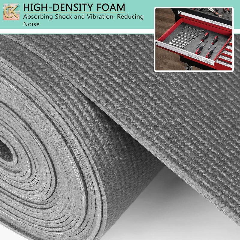 ChiKiner Foam Toolbox Liner Shelf Liner, Thickened Durable Pad Tool Box Mat for Protecting Your Tools, Work Surfaces, Garage, Chest -Gray 3mm Thickness, 16 inch*6 ft - Image 2