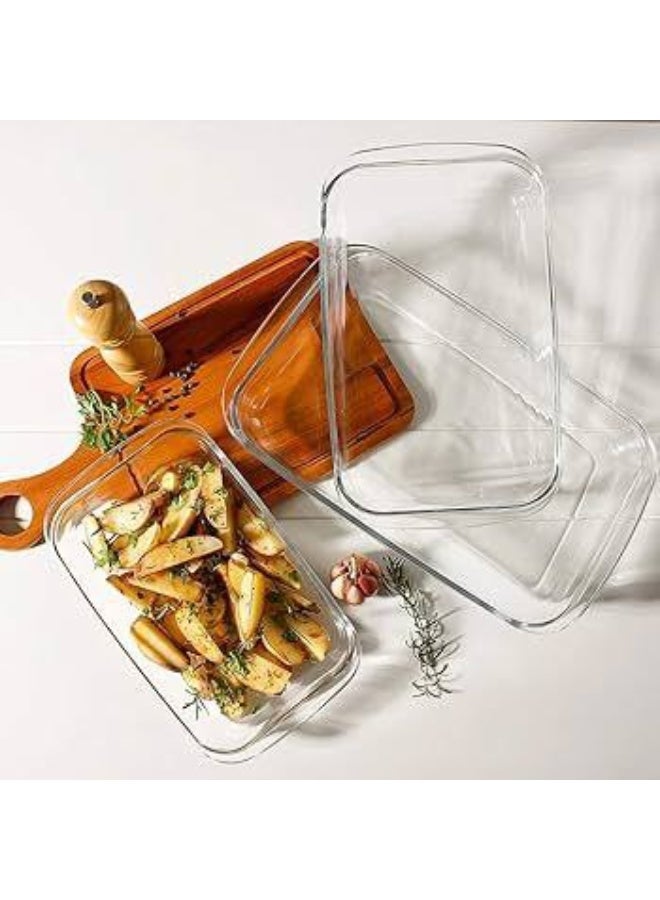 Set of glass oven trays with a metal holder, Max Glass, 3 pieces, rectangular - transparent - Image 2