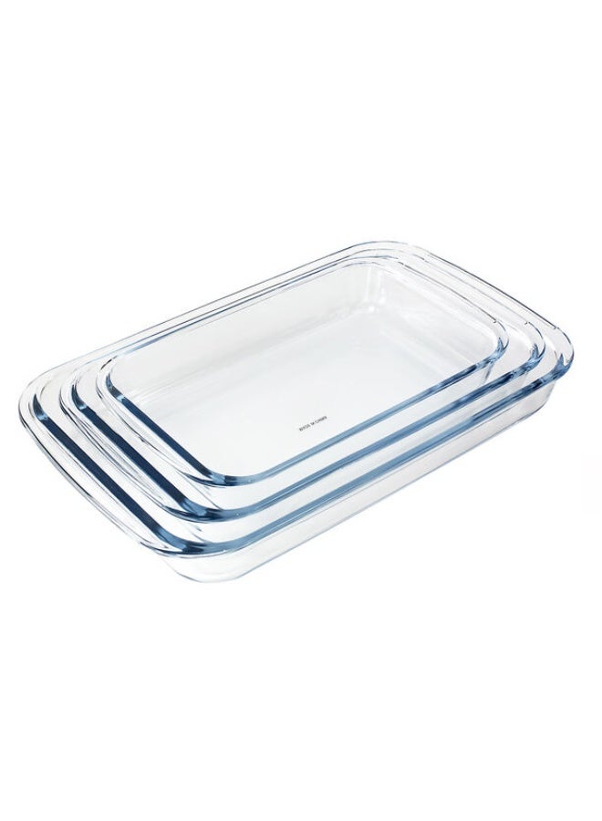 Set of glass oven trays with a metal holder, Max Glass, 3 pieces, rectangular - transparent - Image 3