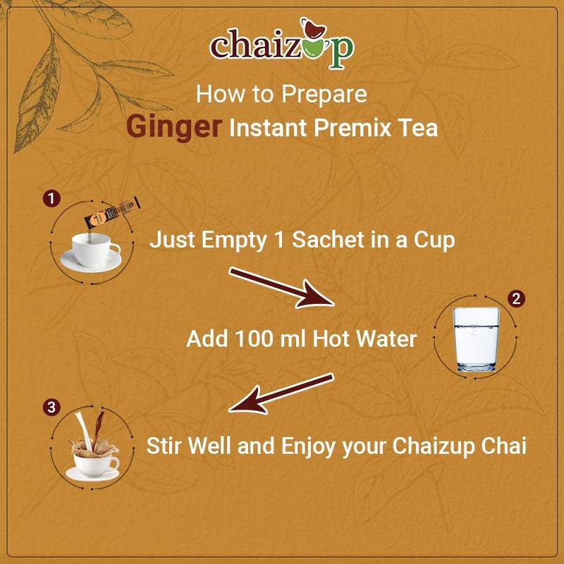 Chaizup Premium 1 Min Instant Ginger Tea Premix - 30 Sachets | Ginger Flavours | 30 Servings | 420g (Pack of 3) - Image 5