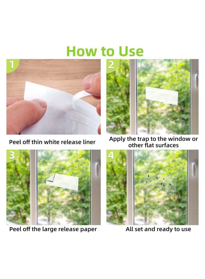 Excefore 30 عبوة مصائد الذباب للنوافذ الداخلية، شرائط لاصقة ورقية للذباب، مصيدة ذباب شفافة للنوافذ للمنزل - Image 3