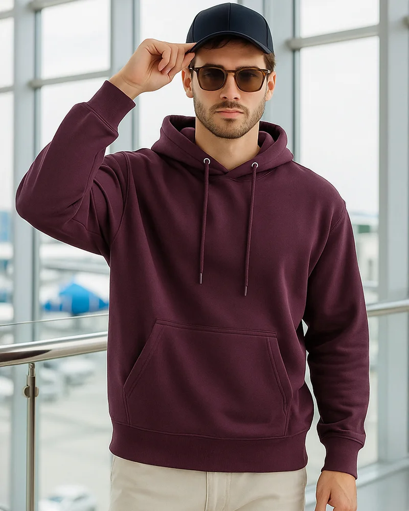 bewakoof Men's Fig Brown Oversized Hoodies
