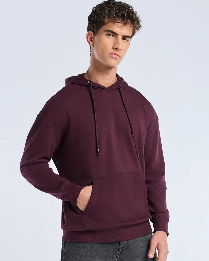 bewakoof Men's Fig Brown Oversized Hoodies