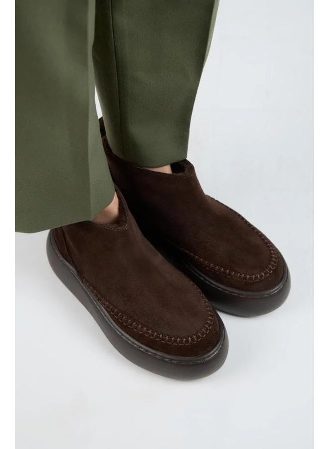 Manijero  (Carolina) Women's Genuine Leather Lined Fur Mini Coffee Boot. for Women | Best Price UAE