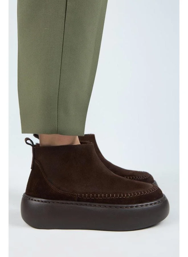 (Carolina) Women's Genuine Leather Lined Fur Mini Coffee Boot.