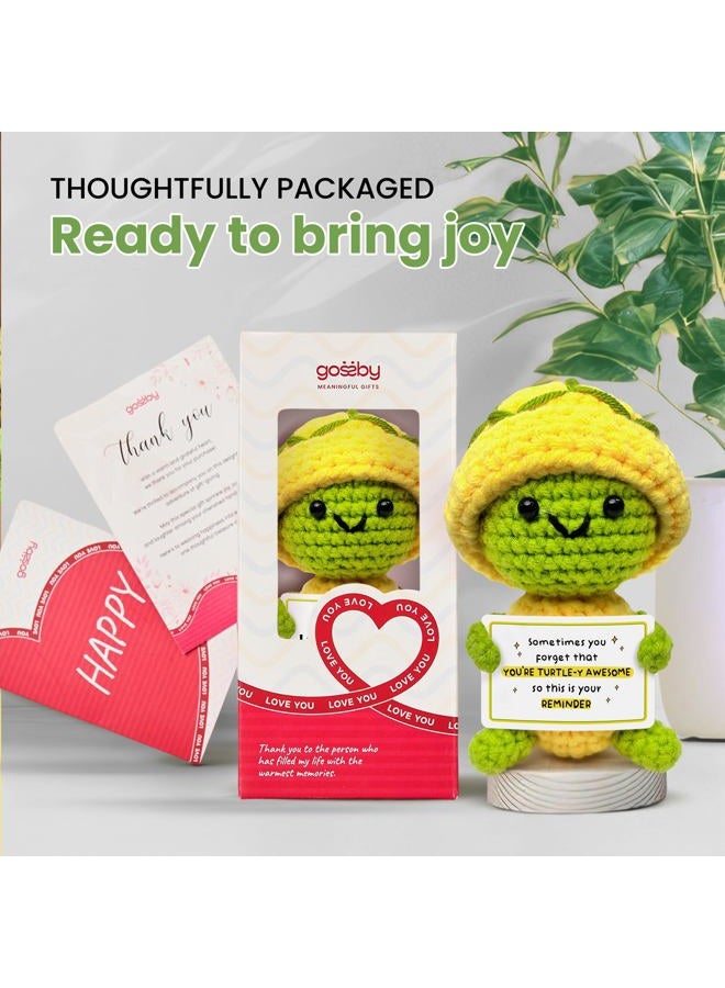 Gossby Handmade Positive Turtle Crochet with Card - Emotional Gift for Women, Men (You Forget You're Turtle-y Awesome) - Image 4
