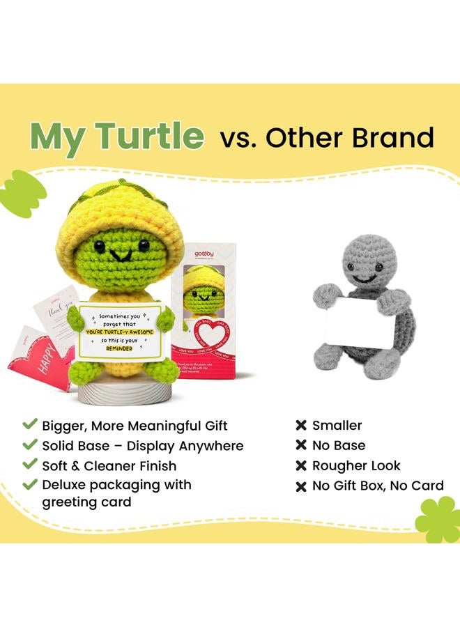 Gossby Handmade Positive Turtle Crochet with Card - Emotional Gift for Women, Men (You Forget You're Turtle-y Awesome) - Image 2