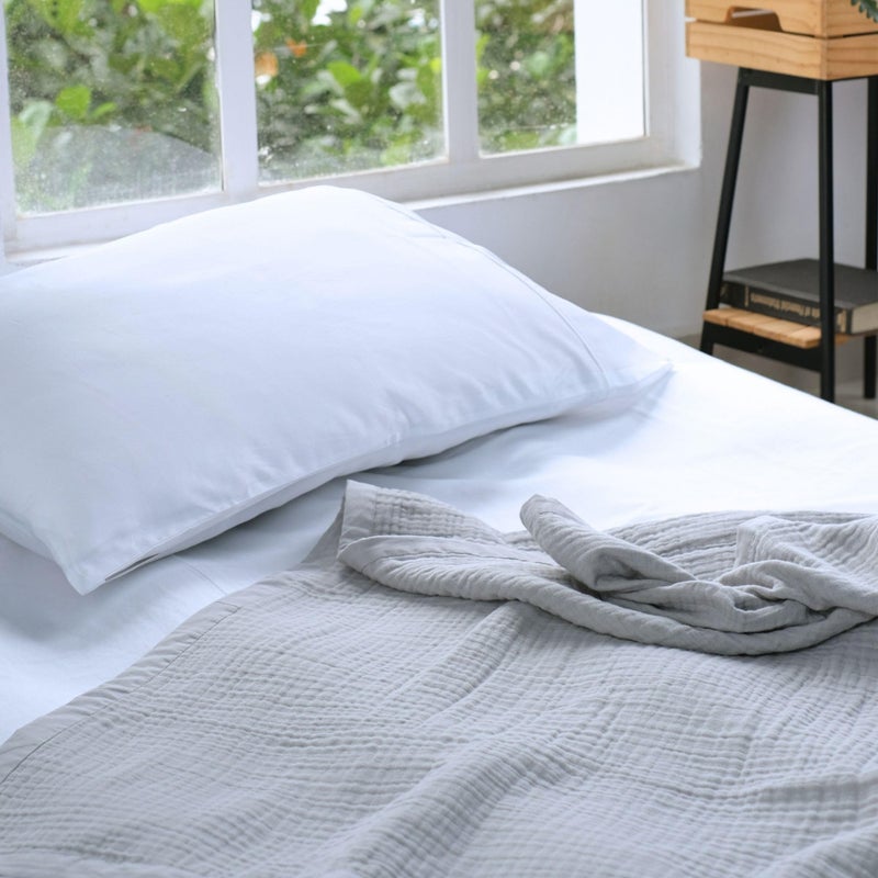 Salt Earth 100% Cotton Muslin Throw Blanket Gauze Blanket 55"X75" Twin, 4 Layered, Couch, Bed, Living Room, Home, Lightweight, All Season Blankets & Throws, Easy wash, Skin Friendly (Scottish Grey) - Image 5