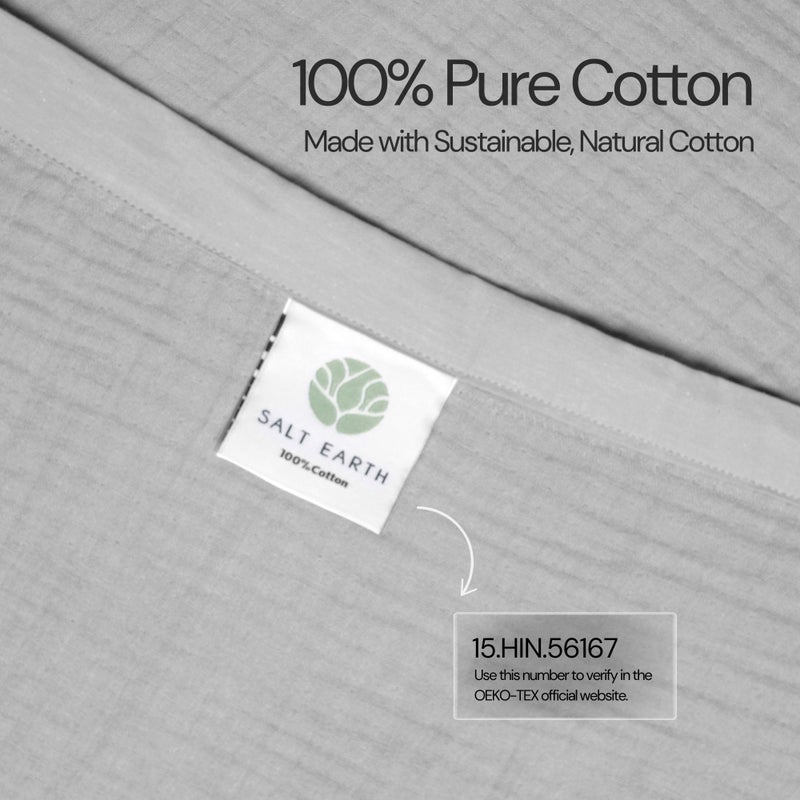 Salt Earth 100% Cotton Muslin Throw Blanket Gauze Blanket 55"X75" Twin, 4 Layered, Couch, Bed, Living Room, Home, Lightweight, All Season Blankets & Throws, Easy wash, Skin Friendly (Scottish Grey) - Image 4