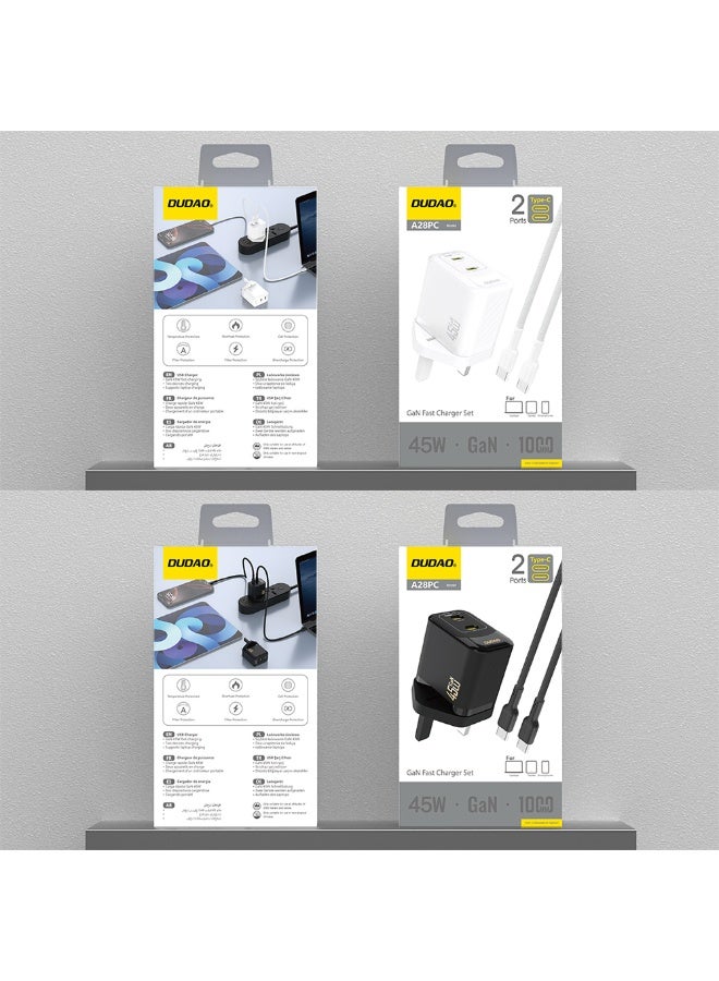 DUDAO A28PCUK-B PD45W USB-C+C CHARGER WITH TYPE C TO C CABLE - Image 4