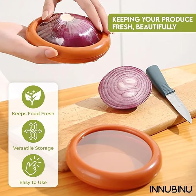 YESIKOM 4PCS Fruit and Vegetable Storage Containers For Refrigerator Reusable Food Containers Airtight Veggie Crisper Sealed Box Saver Fresh Keeper for Cut Lemon Sliced Onion - Image 4