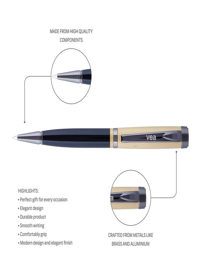 VEA Saltos Brass Antique Finish Black Ballpoint Pen, medium (VEAPEN14) - Image 2
