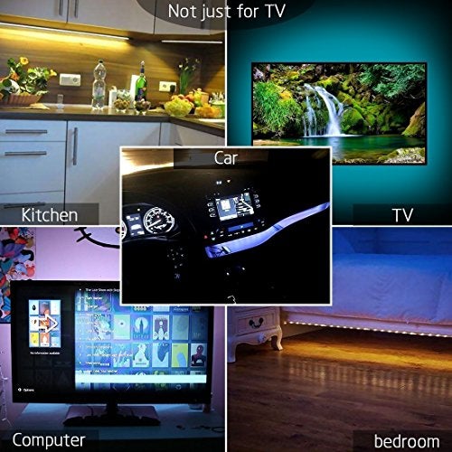 SMY Lighting LED TV Backlight,SMY USB LED Strip Light,RGB Multi-Colour LED Light Strip Kit Waterproof IP65, 60LED with Wireless Remote Controller for TV/PC/Laptop Bias Lighting (6.56Ft) - Image 3