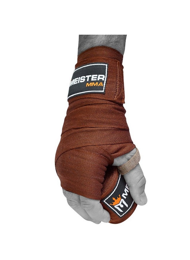 Meister Adult 180" Semielastic Hand Wraps For Mma & Boxing (Pair) Brown - Image 3
