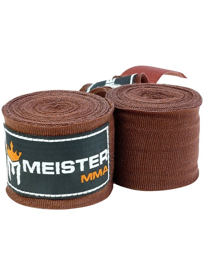 Meister Adult 180" Semielastic Hand Wraps For Mma & Boxing (Pair) Brown - Image 2