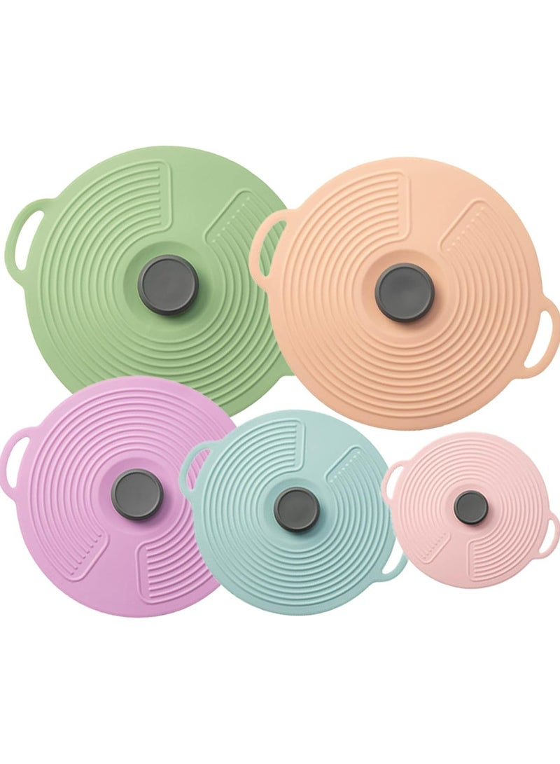 Universal Lid for Pots and Pans,5 Pack Silicone Lids, Microwave Splatter Cover, Reusable Heat Resistant, Food Suction Lids fits Cups, Bowls, Plates, Pots, Pans, Skillets, Stove Top, Oven,BPA, Pot Lid  - Image 1