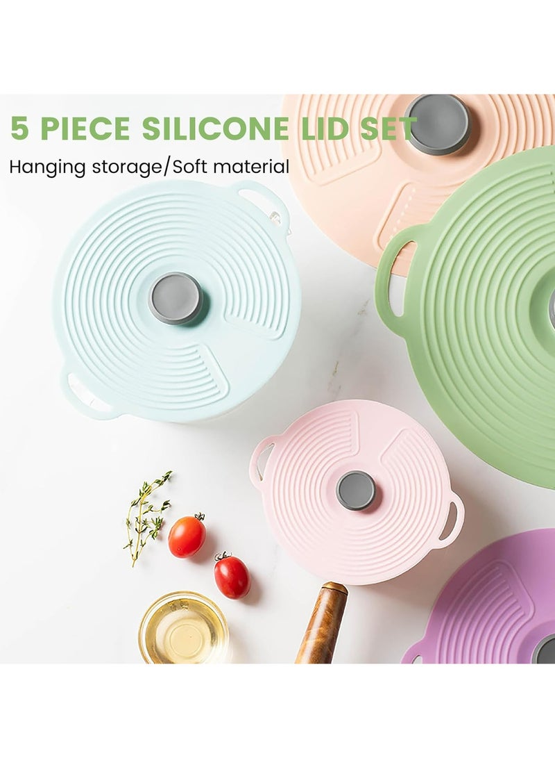 Universal Lid for Pots and Pans,5 Pack Silicone Lids, Microwave Splatter Cover, Reusable Heat Resistant, Food Suction Lids fits Cups, Bowls, Plates, Pots, Pans, Skillets, Stove Top, Oven,BPA, Pot Lid  - Image 3