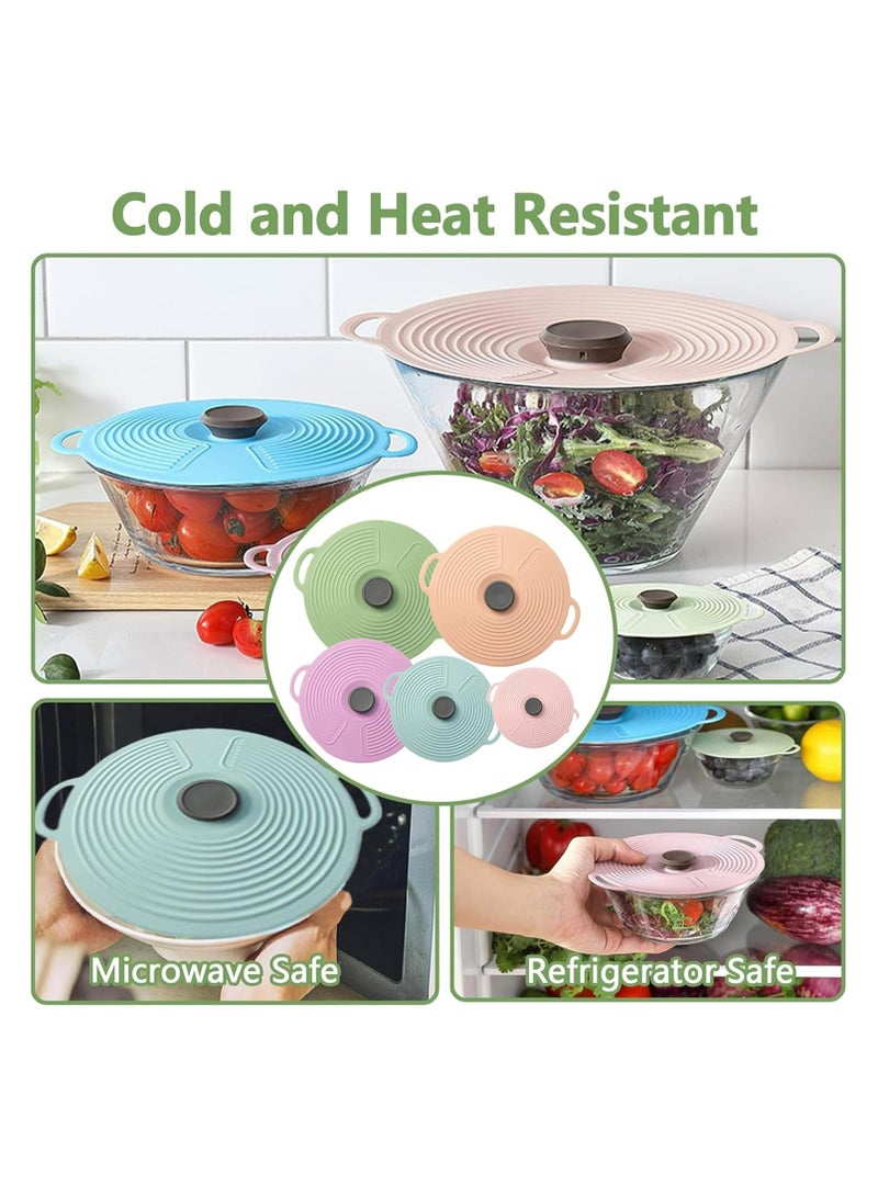Universal Lid for Pots and Pans,5 Pack Silicone Lids, Microwave Splatter Cover, Reusable Heat Resistant, Food Suction Lids fits Cups, Bowls, Plates, Pots, Pans, Skillets, Stove Top, Oven,BPA, Pot Lid  - Image 4