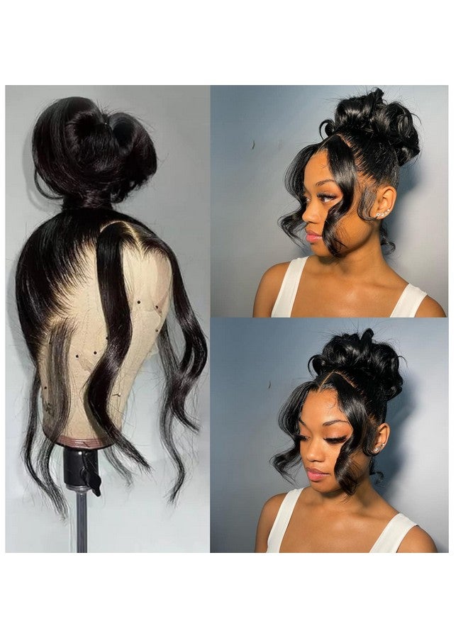 catti باروكة شعر بشري بدانتيل أمامي كامل بموجة 360 درجة للنساء ذوات البشرة السمراء باروكة شعر بشري بدانتيل أمامي عالي الدقة 360 درجة مسبقة النتف مع شعر أطفال باروكة شعر مموجة أمامية من الدانتيل بدون غراء (16 بوصة) - Image 2