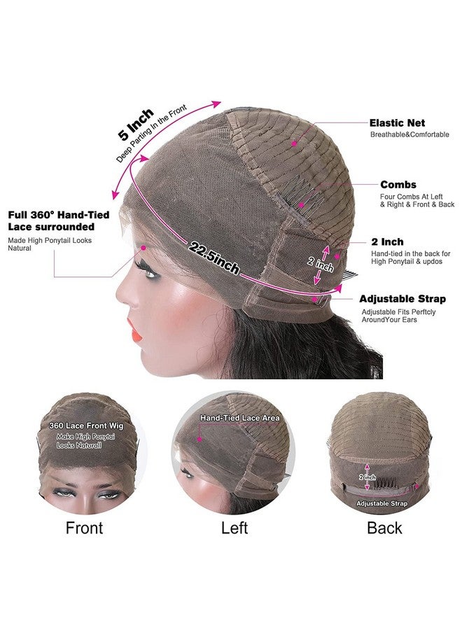 catti باروكة شعر بشري بدانتيل أمامي كامل بموجة 360 درجة للنساء ذوات البشرة السمراء باروكة شعر بشري بدانتيل أمامي عالي الدقة 360 درجة مسبقة النتف مع شعر أطفال باروكة شعر مموجة أمامية من الدانتيل بدون غراء (16 بوصة) - Image 4