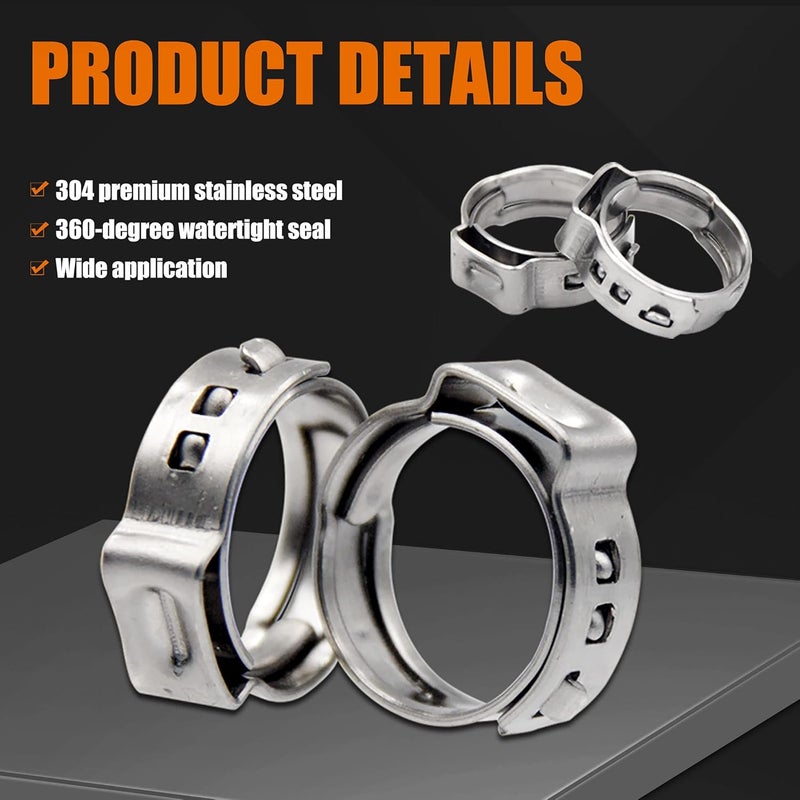 ISPINNER Pex Clamps, 50pcs 3/4 Inch 304 Stainless Steel Cinch Crimp Rings Pinch Clamps for PEX Tubing Pipe Fitting Connections - Image 2
