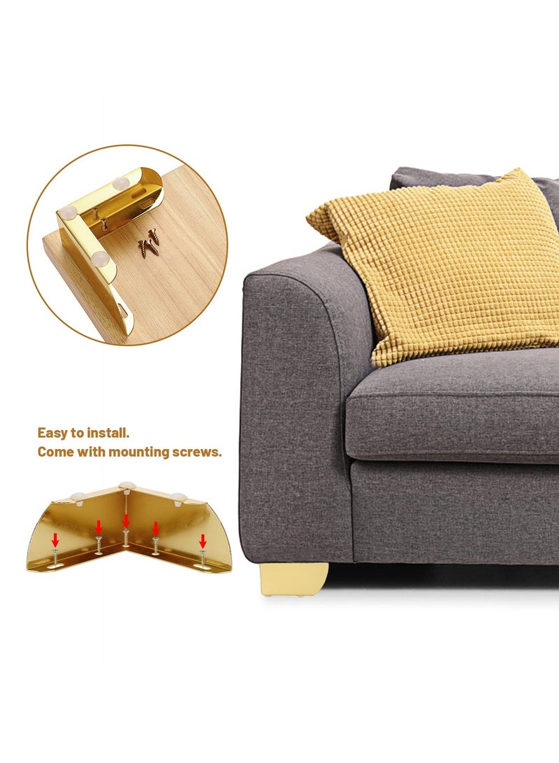 Generic Furniture Legs, Modern Metal Furniture Sofa Cabinet Feets - DIY Replacement Legs Set for Furniture Cabinet Foot Legs Sofa Bed Desk Table Feet Support, Gold (4 Pcs, 5.5CM/2 Inch )  - Image 3