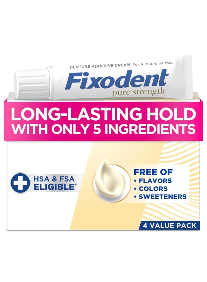 Fixodent Pure Strength Secure Denture Adhesive 2.4oz (Pack of 4) - Image 1