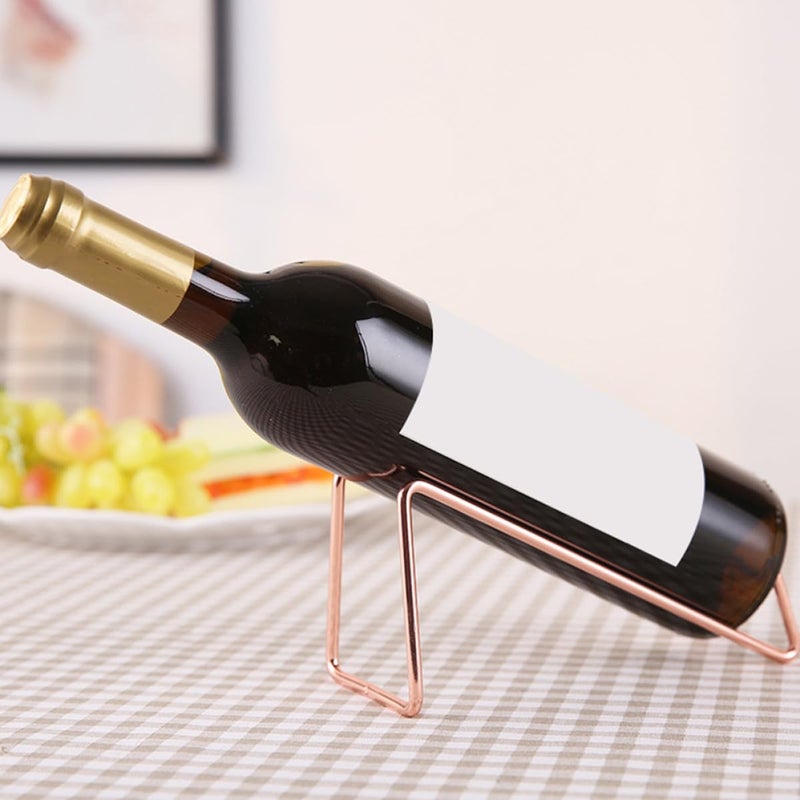 2Pcs Iron Wine Bottle Display Holder Storage Rack For Home Bar Cabinet Silver Rose Gold - Image 5