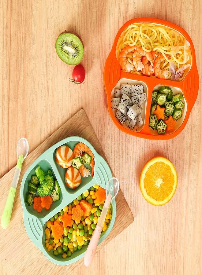 FLAVION 1 Pack Baby Plates with Suction, Silicone Divided Suction Plate for Toddlers, BPA-Free 100% Food-Grade Silicone Unbreakable Toddler Plates (Green, Pack of 1) - Image 3