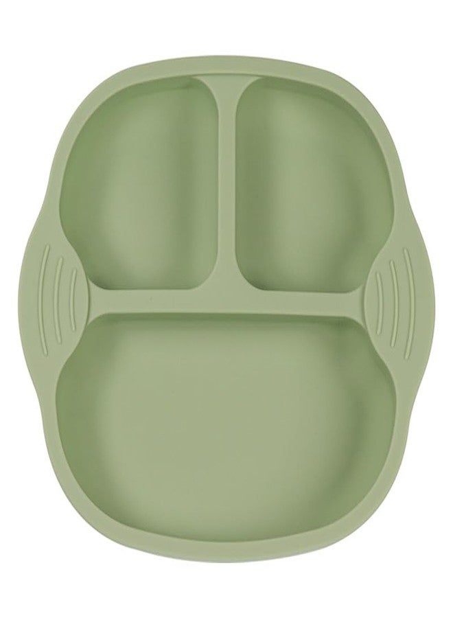 FLAVION 1 Pack Baby Plates with Suction, Silicone Divided Suction Plate for Toddlers, BPA-Free 100% Food-Grade Silicone Unbreakable Toddler Plates (Green, Pack of 1) - Image 1