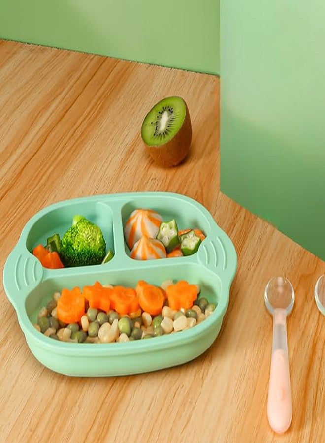 FLAVION 1 Pack Baby Plates with Suction, Silicone Divided Suction Plate for Toddlers, BPA-Free 100% Food-Grade Silicone Unbreakable Toddler Plates (Green, Pack of 1) - Image 4
