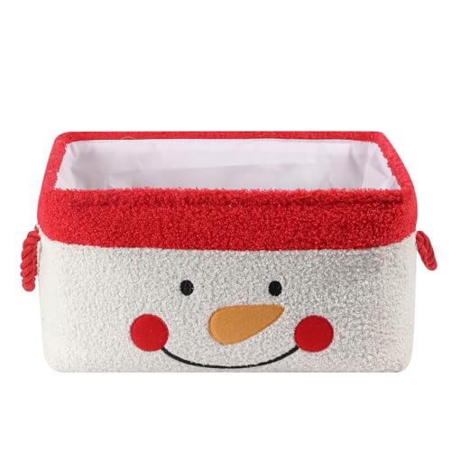 INough Christmas Gift Basket Large Red Collapsible Storage Basket with Handles Empty Holiday Basket for Gifts Blankets Baby Items and Home Christmas Decorations - Image 1