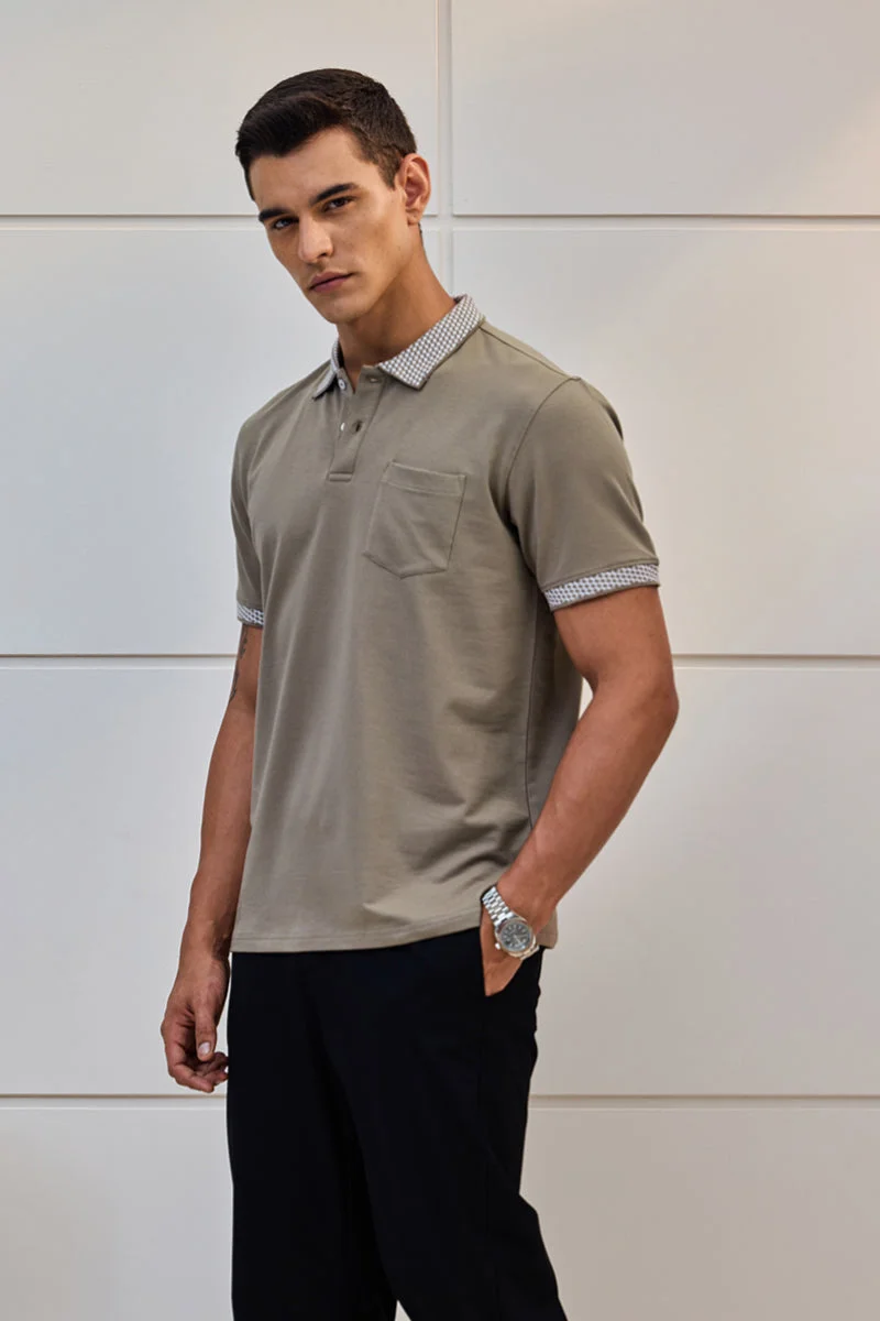 SNITCH Regular Fit Stretch Jacquard Polo T-Shirt