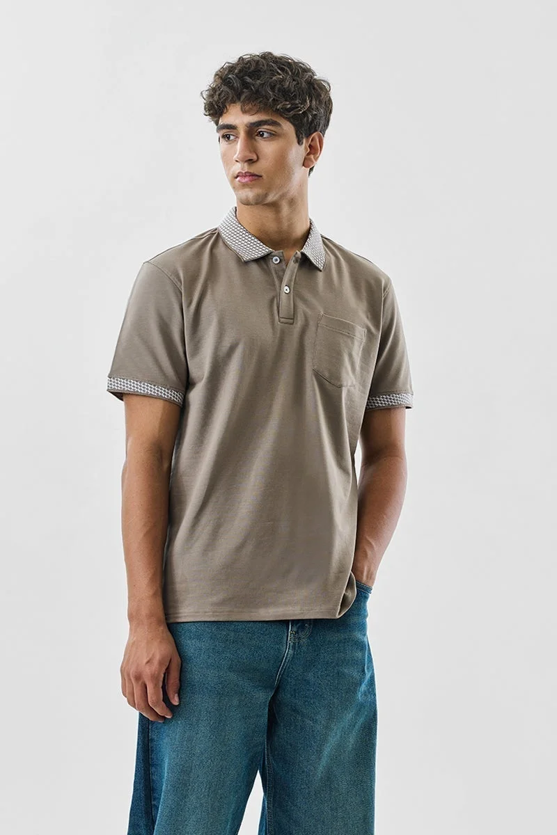SNITCH Regular Fit Stretch Jacquard Polo T-Shirt
