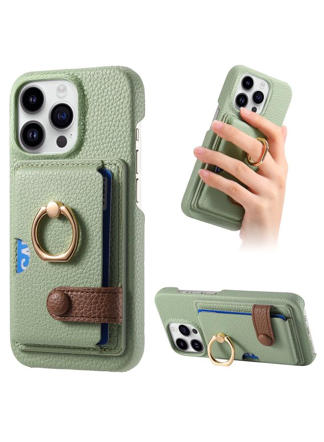 Zaboon Case For iPhone 13 Pro Litchi Leather Oil Edge Ring Card Back Phone Case - Image 1