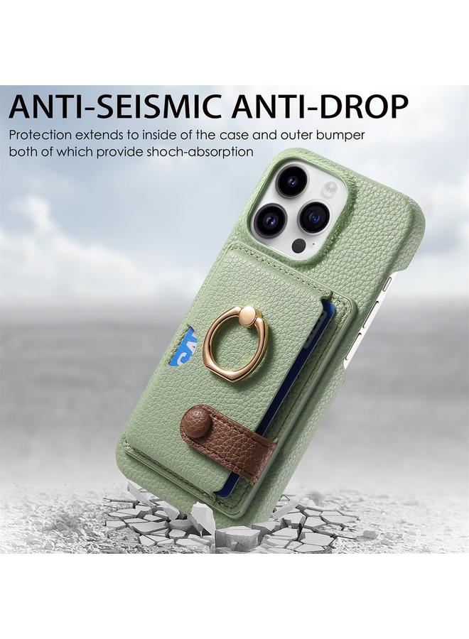 Zaboon Case For iPhone 13 Pro Litchi Leather Oil Edge Ring Card Back Phone Case - Image 2