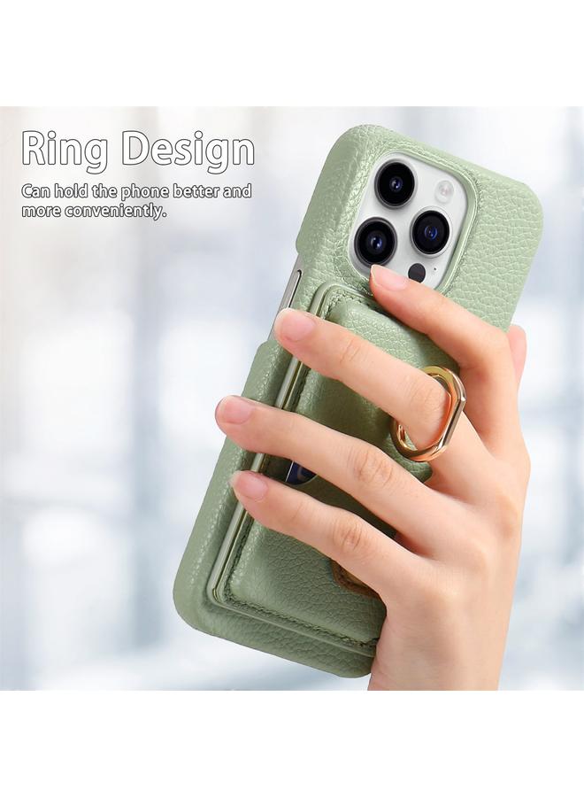 Zaboon Case For iPhone 13 Pro Litchi Leather Oil Edge Ring Card Back Phone Case - Image 3
