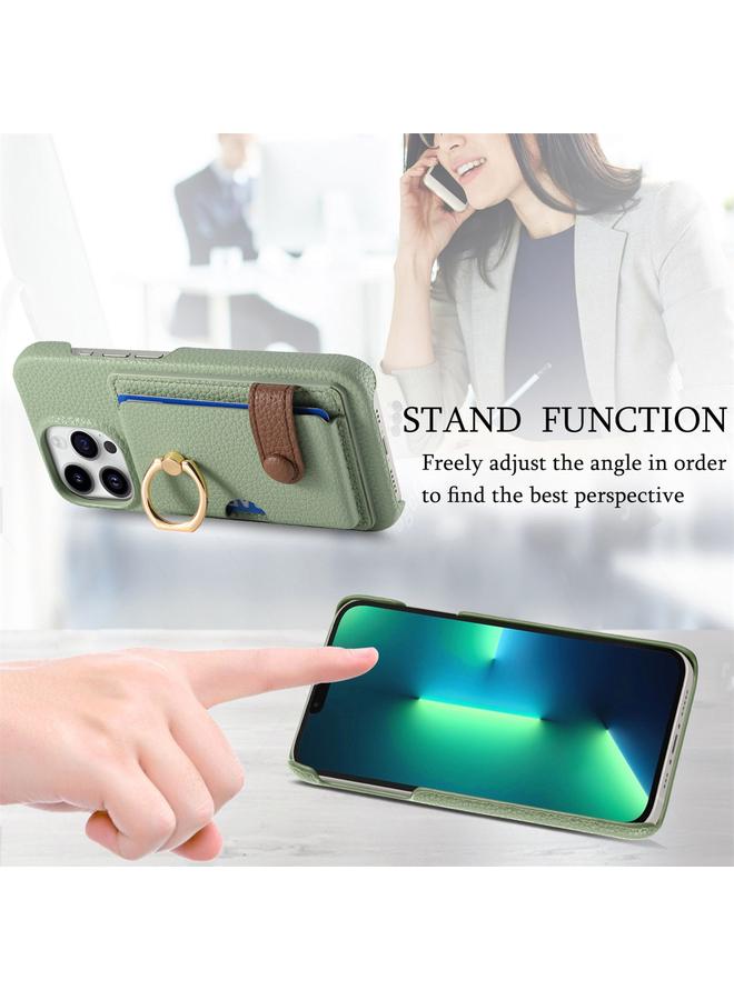 Zaboon Case For iPhone 13 Pro Litchi Leather Oil Edge Ring Card Back Phone Case - Image 5