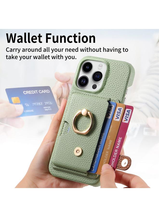 Zaboon Case For iPhone 13 Pro Litchi Leather Oil Edge Ring Card Back Phone Case - Image 4