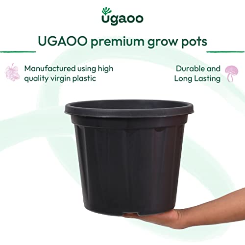 Ugaoo UV Treated Gardening Pots and Planters for Plants (12 inch Black Color Set of 6 Plastic Pots) - Image 2