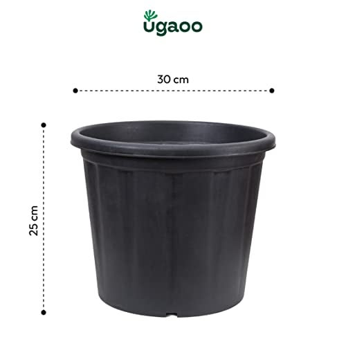 Ugaoo UV Treated Gardening Pots and Planters for Plants (12 inch Black Color Set of 6 Plastic Pots) - Image 4
