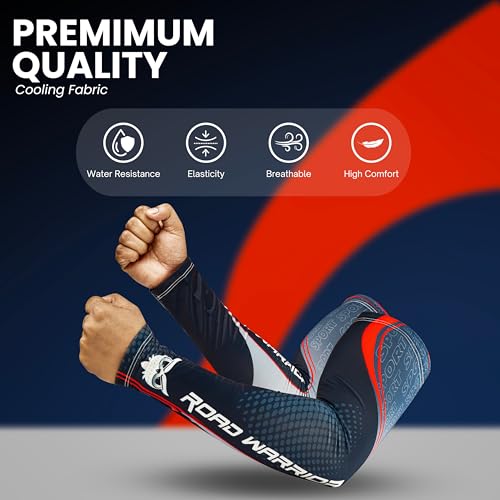 BADOWL ROAD WARRIOR Arm Sleeves – Cooling, Breathable, Quick-Dry Fabric, Non-Slip Elastic Fit, High Comfort, Ideal for Cycling, Running, Sports & Outdoor Activities - Image 2