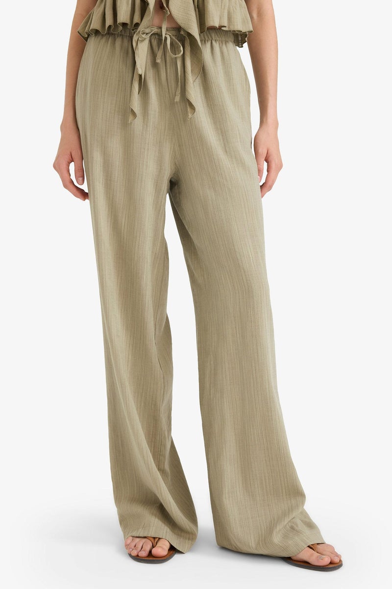 DeFacto Green Woman Wide Leg Double Pocket Trousers Casual - Image 5