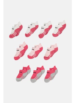 RBX Kids Girl Brand Logo Socks, Pink Combo  - Image 1