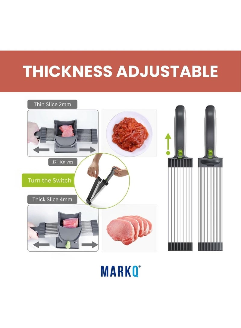 MARKQ Meat Slicer Machine for Home, Food Slicer Cleaver Kitchen Knife with Adjustable 2-4mm Blades for Fresh Meat, Beef, Pork, Chicken – Manual Slicer for Home Cooking, BBQ - Image 4
