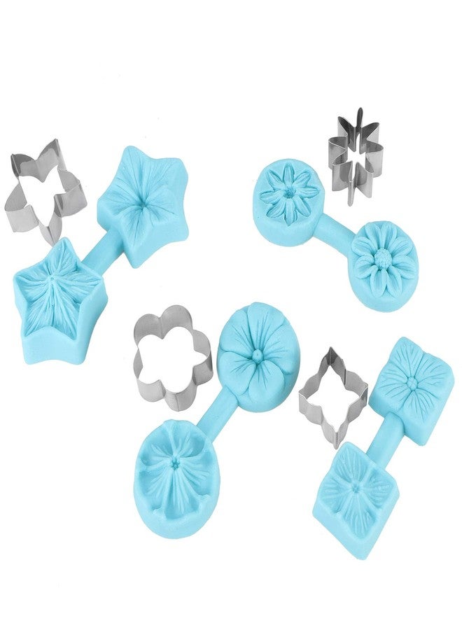 EBTOOLS Flower Silicone, 4 Sets Fondant Chocolate Silicone Baking with Cutter - Image 4