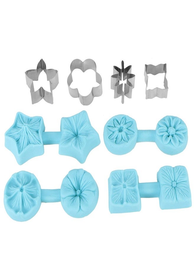 EBTOOLS Flower Silicone, 4 Sets Fondant Chocolate Silicone Baking with Cutter - Image 5