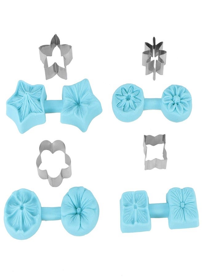 EBTOOLS Flower Silicone, 4 Sets Fondant Chocolate Silicone Baking with Cutter - Image 1